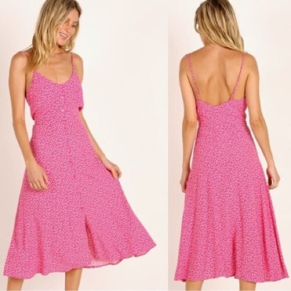 ROLLA'S Midsummer Mini Tulip Midi Dress Hot Pink XS - Picture 7 of 8